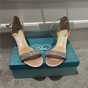 Blue by Betsey Johnson Silver Heels with Sparkly Embellishments